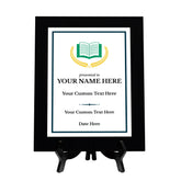 Education Theme Customizable Black Frame Wooden Award Plaque | Easel Mount Option | Achievement and Recognition Personalizable Plaques
